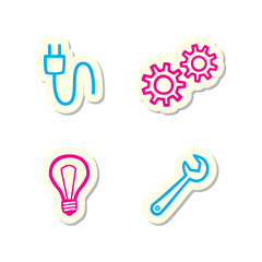 Gear, Bulb, Spanner and Plug Icons