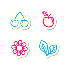 Cherry, Apple, Flower and Leaf Icons