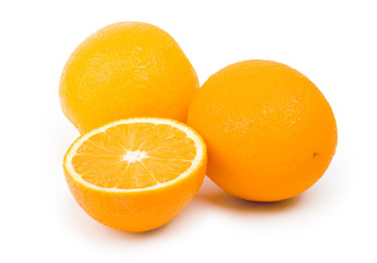 Sliced orange on a white background