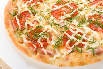 close-up prepared pizza on plate
