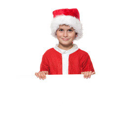 Boy holding a christmas poster