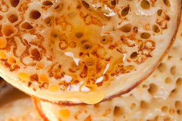 british toasted crumpet with honey