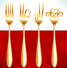 Vector golden fork gestures