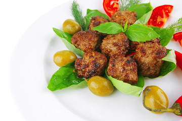 beef meatballs on basil