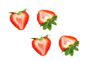 red strawberry on white