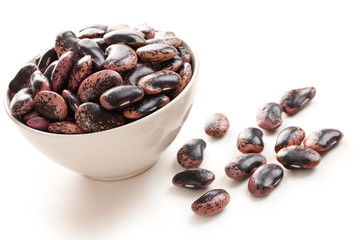 color beans on white background
