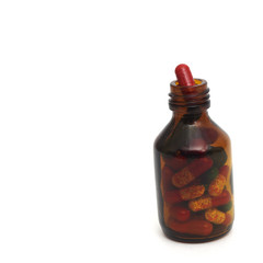 Red antibiotics pills