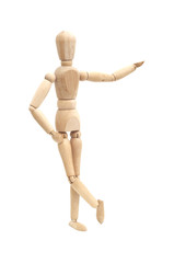 Wooden doll showing product, space to insert text or design