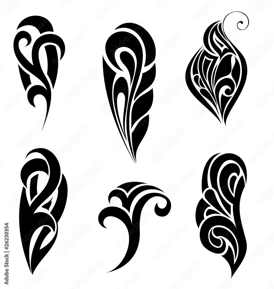 Canvas Prints set of tattoo design elements. vector