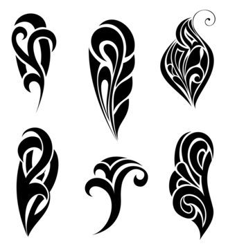 Set of tattoo design elements. Vector