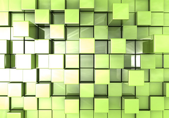 Abstract green cubes background