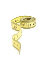 Yellow measurer tape isolated on a white background