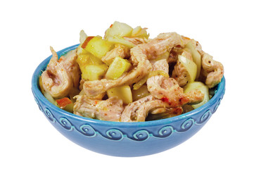Plate with chicken and potatoes