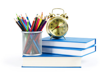 Back to school concept with books and pencils