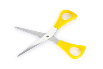 Pair of scissors isolated on the white background