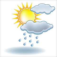 Sun rain cloud icon vector