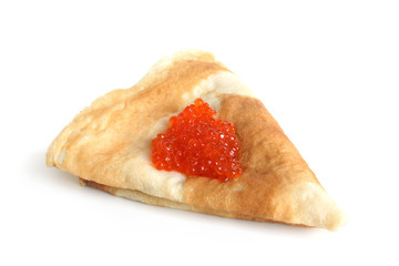 Pancakes with red caviar