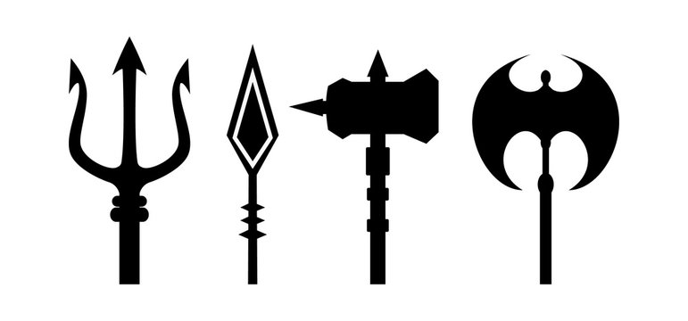 ancient weapons outline vector on white background