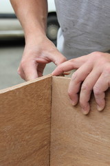 Carpenter using wood adhesive
