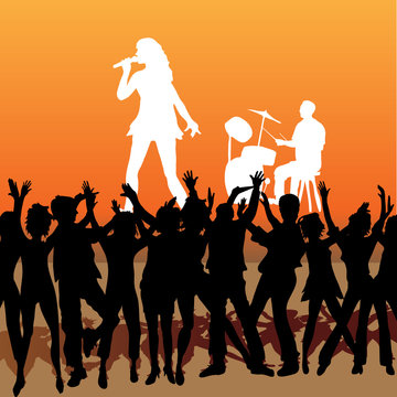 Partying with the singer
