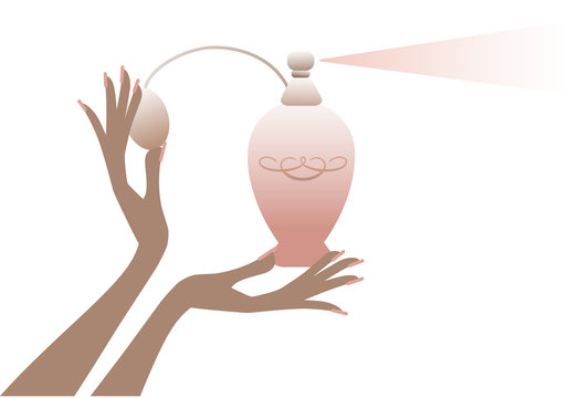 recommend clip art: hand with perfume bottle, vector