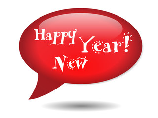 "HAPPY NEW YEAR !" Speech Bubble Icon (season's greetings card)