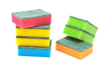Multi-coloured kitchen sponges