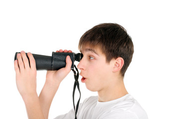 amazed teenager is spying for someone