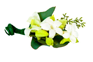 Wedding boutonneire with white stephanotis