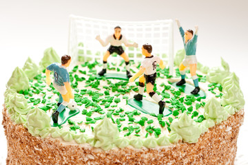 Birthday cake for boy with football players