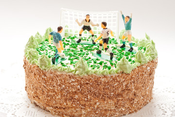 Birthday cake for boy with football players