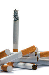 cigarettes lying on a white background
