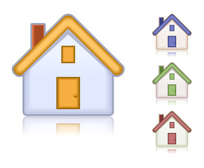 Set of colored houses. Web icons collection