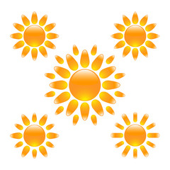 Set of elegant glossy sun icons