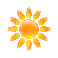 Glossy sun icon with halftone pattern