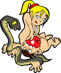 cartoon Adam and Eva