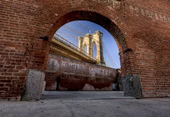 Abwaschbare Fototapete Brooklyn Bridge Fenster zur Brooklyn Bridge