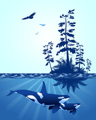 Naklejka premium abstract Pacific Northwest ocean scene