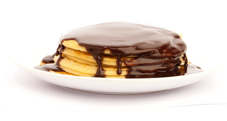 chocolate pancakes on plate