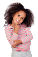Pensive african little girl with beautiful hairstyle