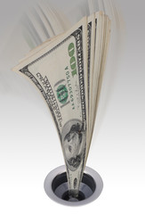 Money going down the kitchen drain.