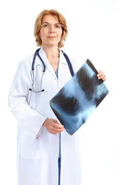 Medical doctor with x-ray image.