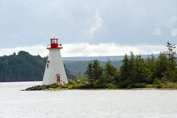 Fotobehang Bras D'Or lake lighthouse near Baddeck, Cape Breton, Nova Scotia © Natalia Bratslavsky