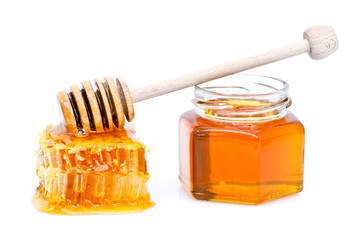 Rayon de miel et miel en pot