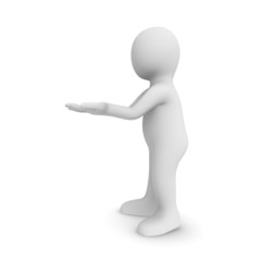 3d man holds something.