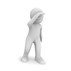 3d businessman looks far away.