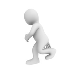 3d man walks downwards on a ladder