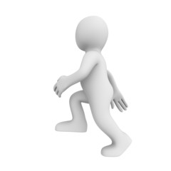 3d man walks upstairs on a ladder