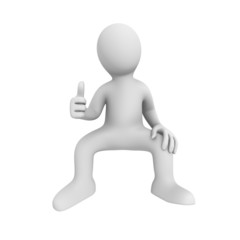 The person sits on a cool thing.