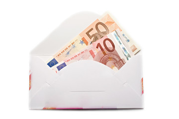 Envelope with euro isolated on white